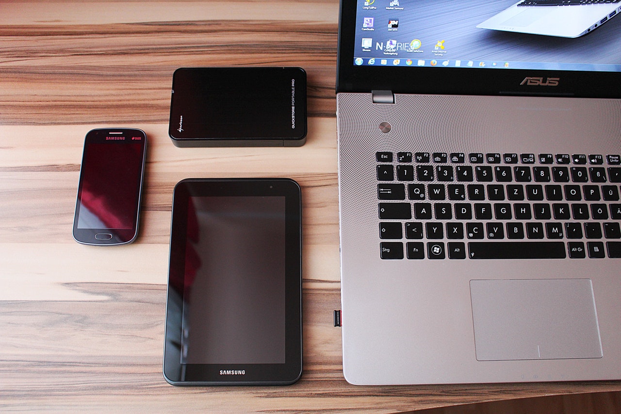a laptop and gadgets